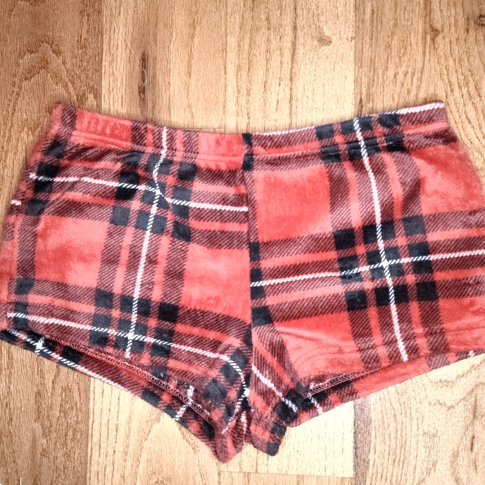 Red and Black Plaid Lounge Shorts